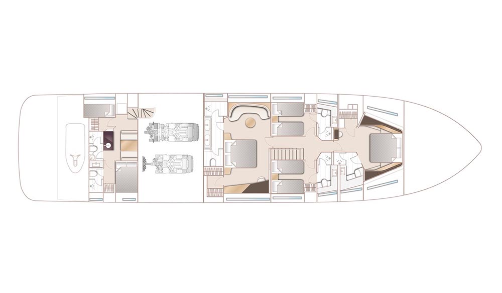 Princess Yachts Y95 - Lower Deck