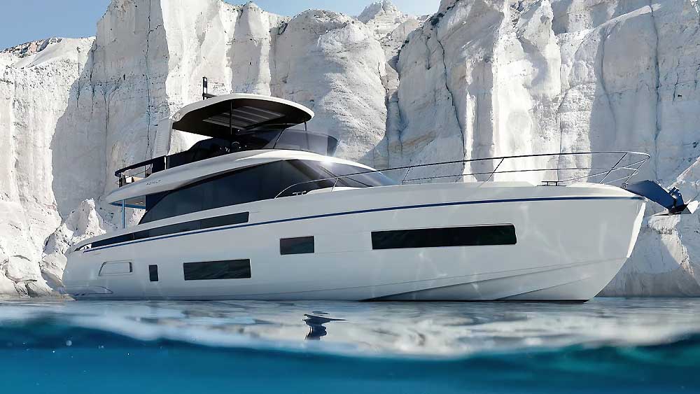 Azimut Fly 70, il flybridge di 21 metri tra spazio e tecnologia
